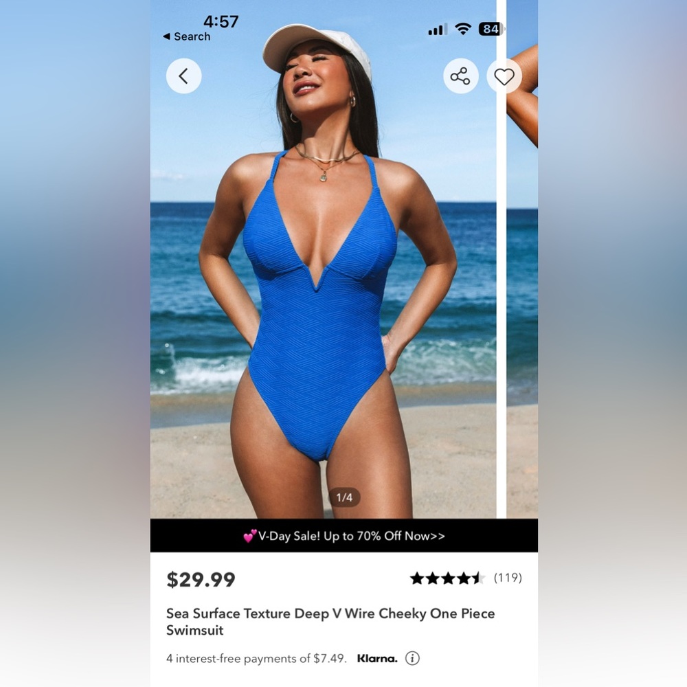 Cupshe Sea Surface Texture Deep V Wire Cheeky One Piece